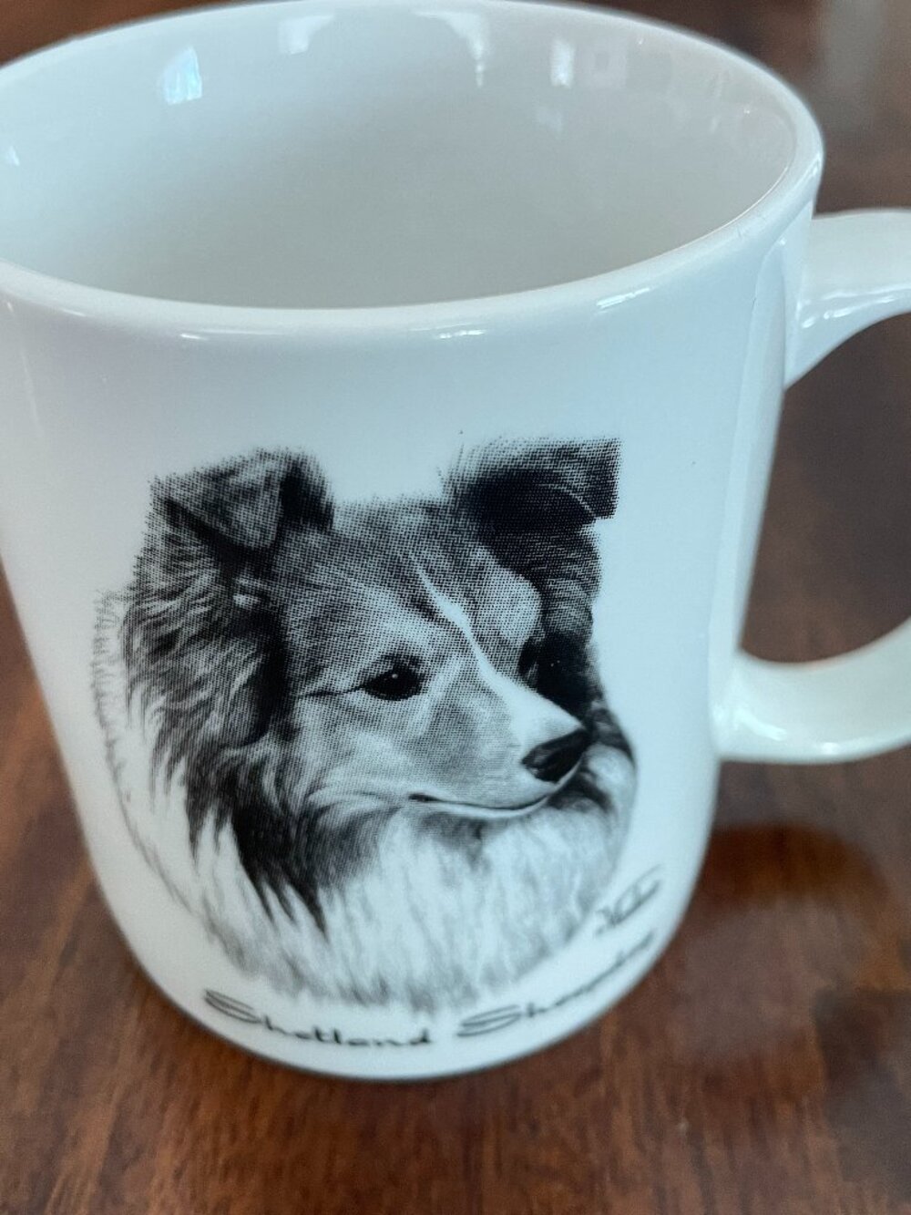 Rosalinde Porcelain Dog Coffee Mug, Hand Decorated Shetland Sheepdog USA!